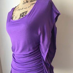 JW Style Flutter Sleeve Top, Purple, Medium